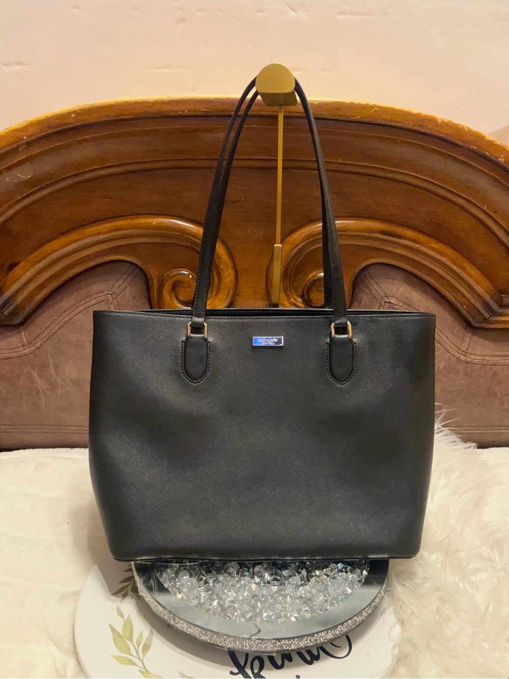 Classic Black Leather Tote Bag